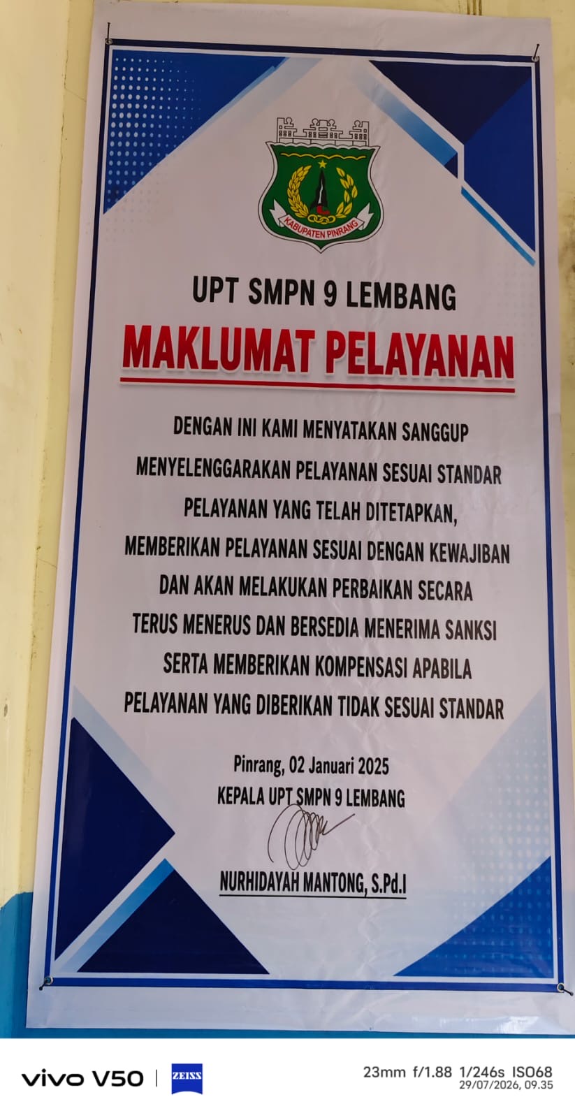 MUKLAMAT PELAYANAN UPT SMPN 9 LEMBANG
